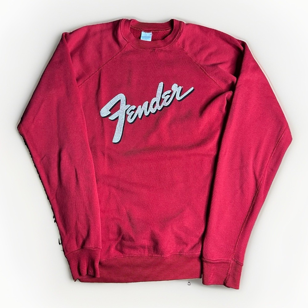 Vintage 80s Fender Guitars Crewneck Sweatshirt Mens Large Fits Small Red Strat